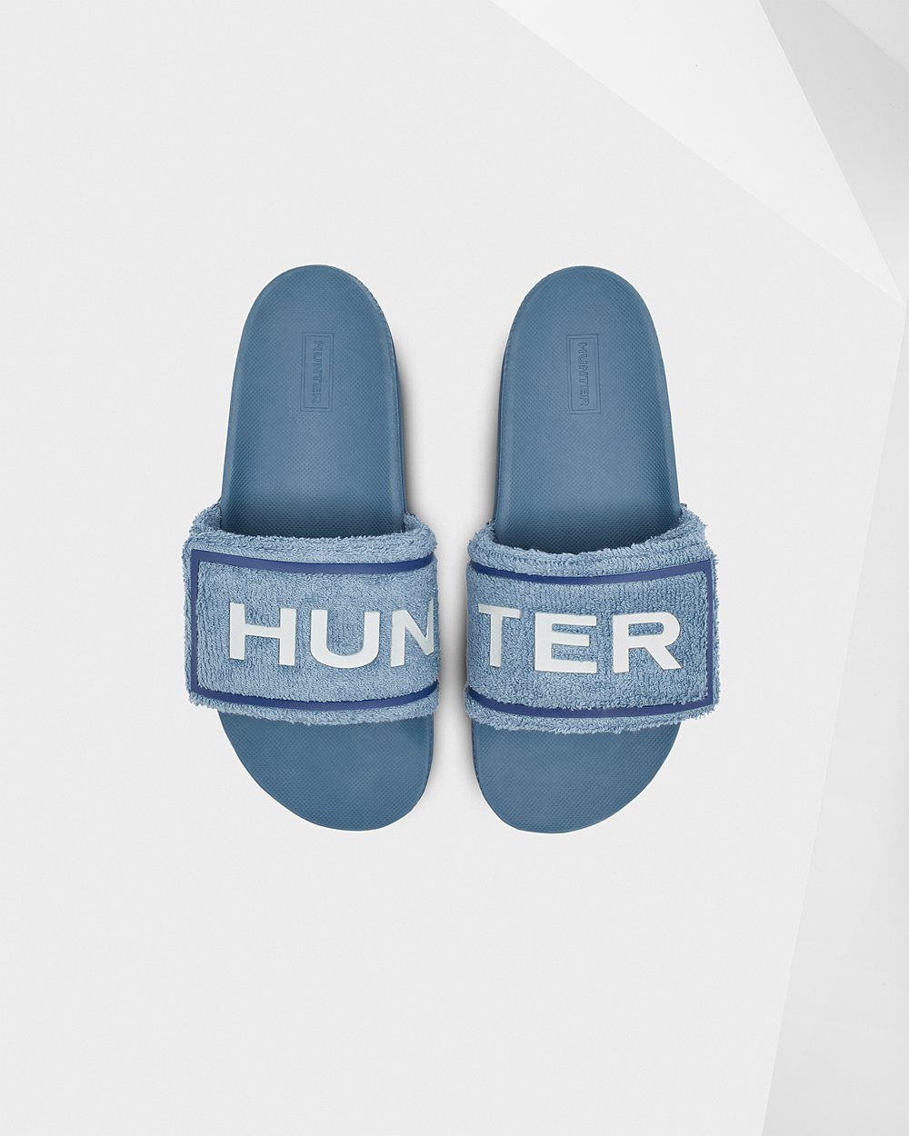 Hunter Mujer Original Terry Towelling Logo Adjustable - Chanclas Azules - 576-HKQLIB